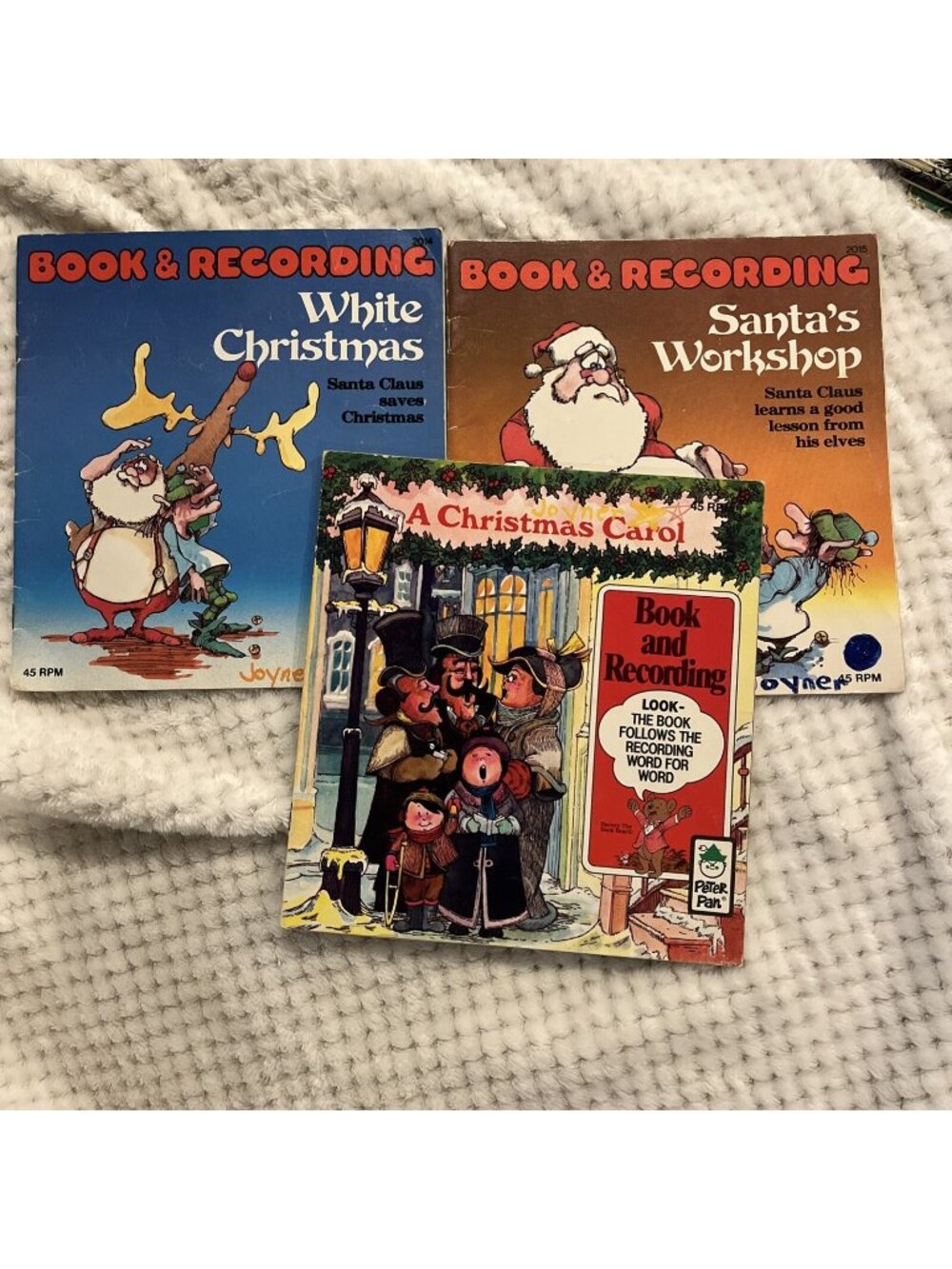 Lot Of 3 Christmas Peter Pan Book & Recording Santas Workshop White Carol